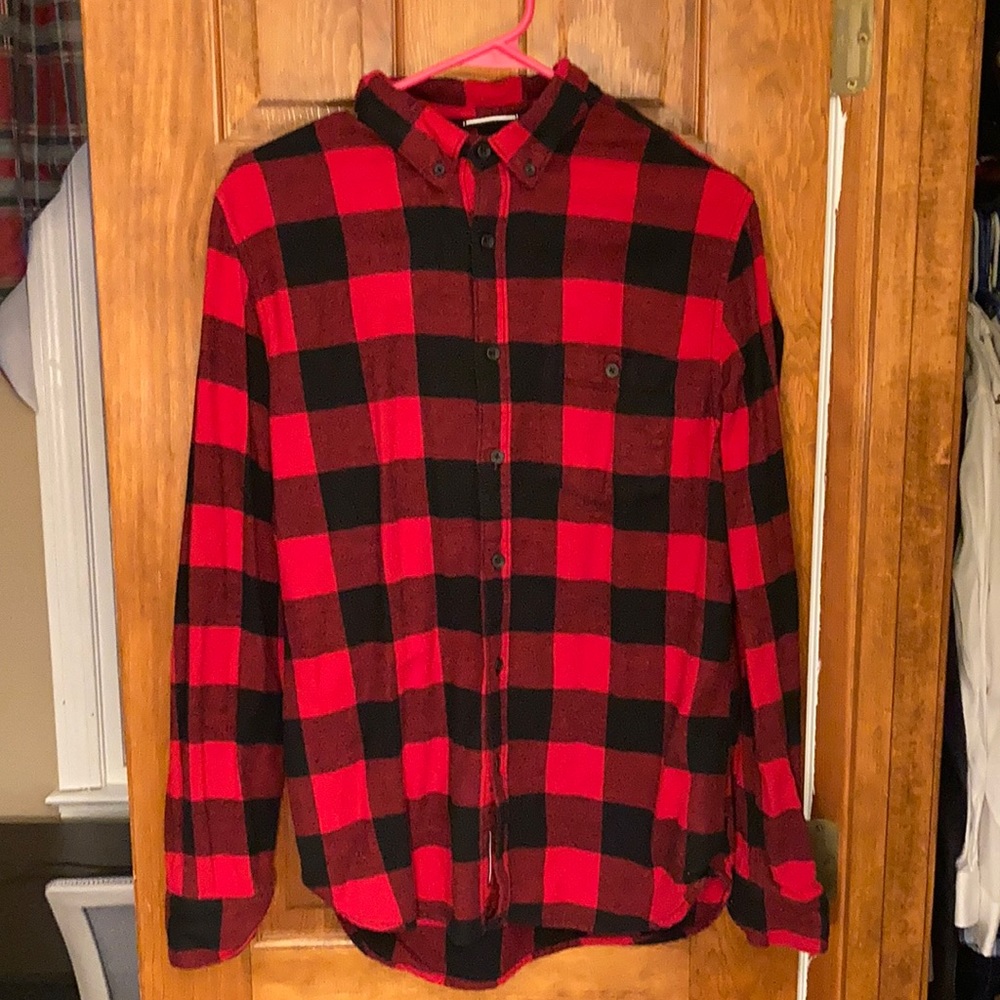 Red checkered flannel - Medium - Denim & Flower